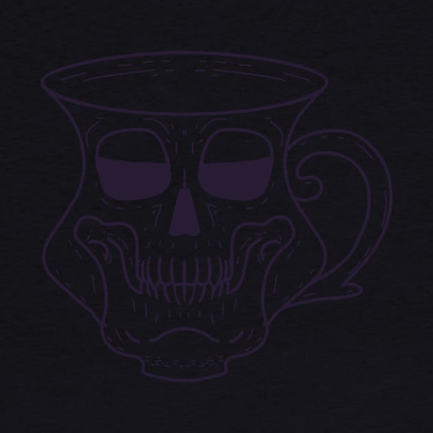 Grinning Skull Coffee Cup - Death before decaf - Tea Mug - hot drink black and white line drawing by AnanasArt